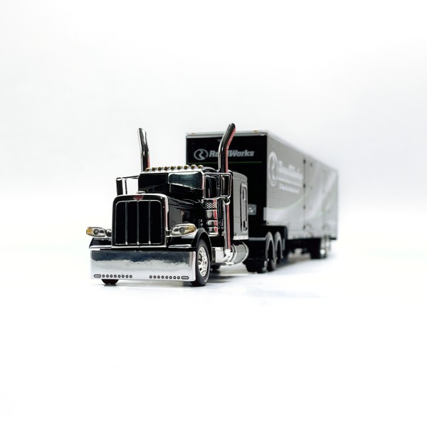Diecast DCP Prterbilt 389 도로 공사 합금 컨테이너 트럭 자동차 모형 용 장난감 선물 기념품 전시 장식품 1/64 스케일 : 수에노샵