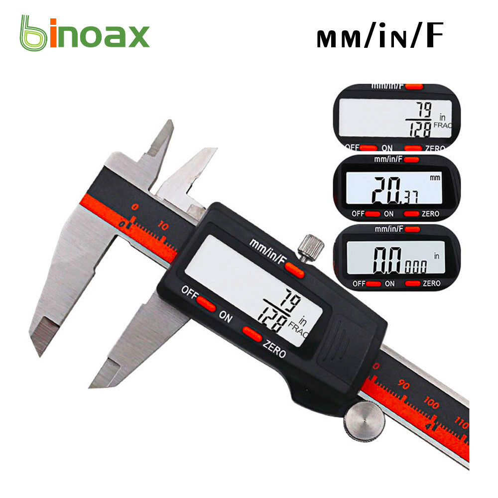 Binoax 스테인리스 스틸 디지털 디스플레이 캘리퍼 고정밀 LCD 150mm 분수 인치 버니어 MM With Box : 삼삼컴퍼니
