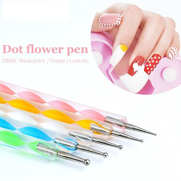 NAILCO 5 다양한 사이즈 UV 젤 네일 페인트 드로우 브러시 라인 석 도구 용 2way 펜 직업 매니큐어 : 서원글로벌14