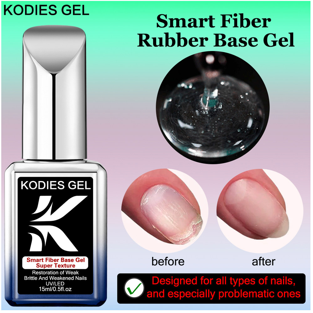 KODIES GEL 스마트 섬유 베이스 젤 네일 광택제 투명 유백색 반영구 UV 수리 아트 유리 바니시 래커 15ML : 34난쟁이