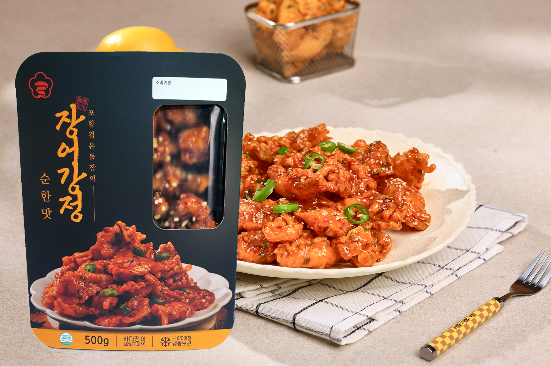 맘프루 포항 자연산 검은 돌 장어 강정 캠핑 소풍 HACCP 바다장어강정 500g : 맘프루