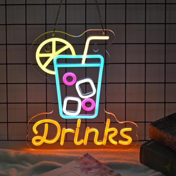 벽장식을위한 음료 네온 사인 LED 조명 차가운 칵테일 아트 홈 바 클럽 파티 레스토랑 카페 : 제이미린