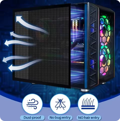DIY PC 팬 쿨러 블랙 먼지 필터 컴퓨터 고밀도 방진 매쉬 PVC 필터(A0927) : 용천삼리