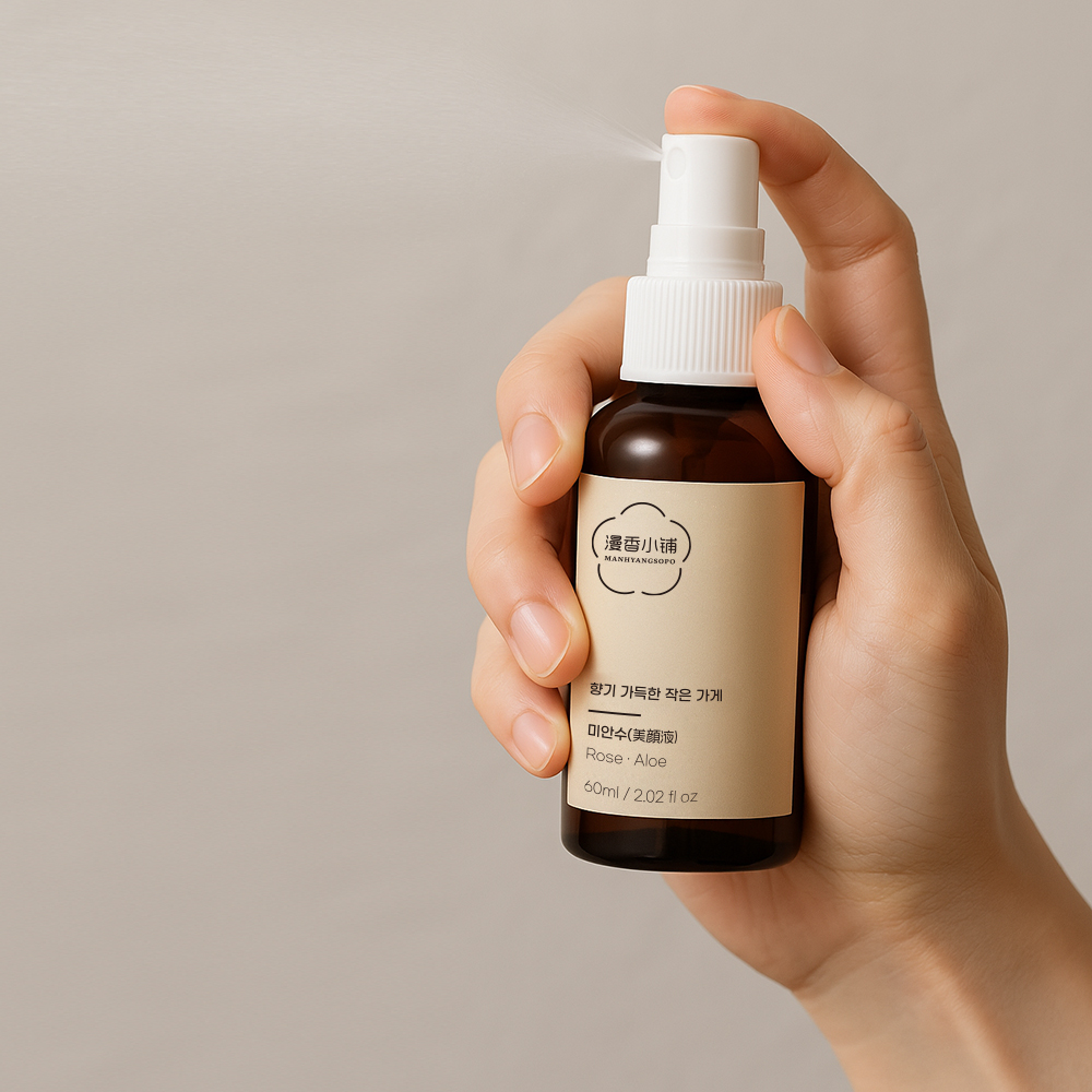 만향소포 미안수 60ML 로즈 오일 유기농원료 빠른 흡수력 진정 수분 밀착 속보습 미스트 : 만향소포