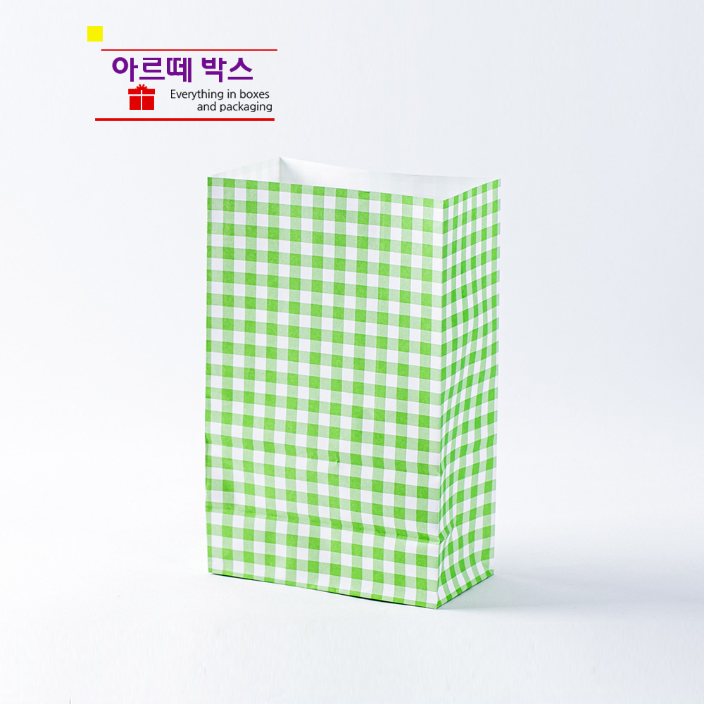 U 50매 종이포장 각대 종이봉투 체크 그린 15x8x24(50매) : 아르떼박스