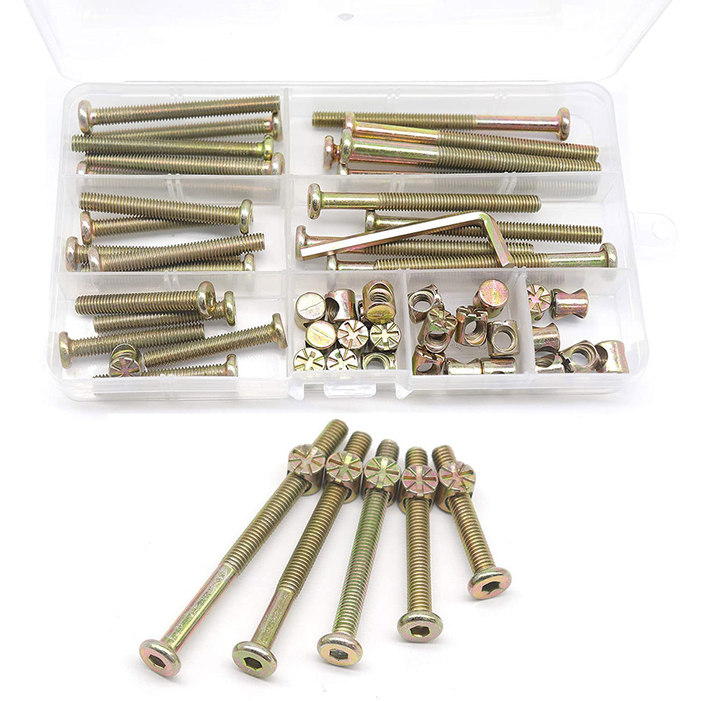 침대 나사 교체 키트 25 세트 M6X40MM 50MM 60MM 70MM 80MM 육각 드라이브 내부 너트 의자 가구 구색 : 온더풀4호점