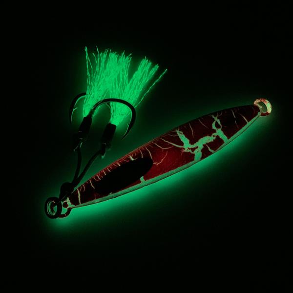 Testar 빛나는 금속 지그 50g 해안 캐스팅 글로우 낚시 루어 헤드 느린 심해 미끼 참치 Kingfish Pesca : 미주투스