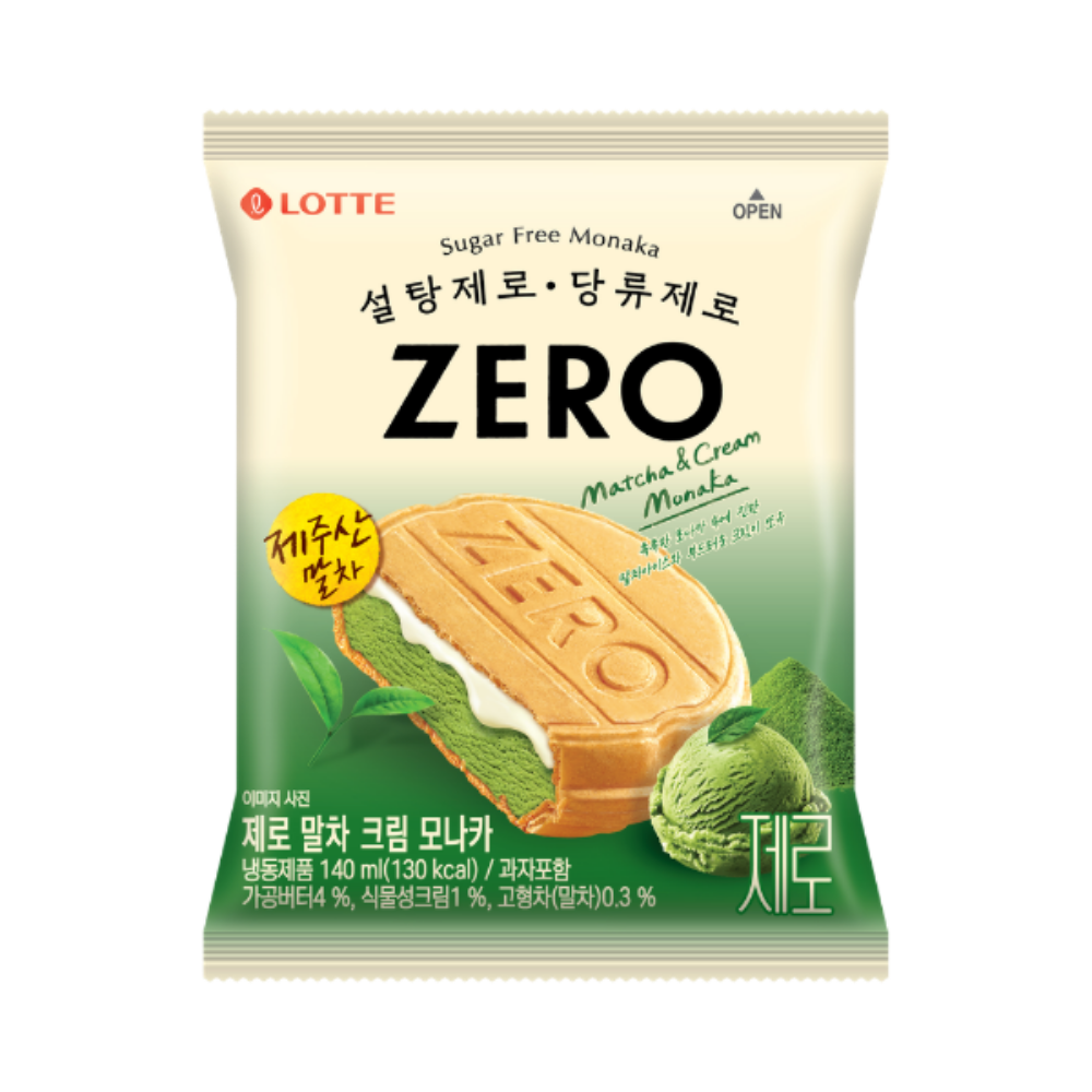롯데 제로 모나카 아이스크림 말차크림, 140ml, 24개 : 스낵365