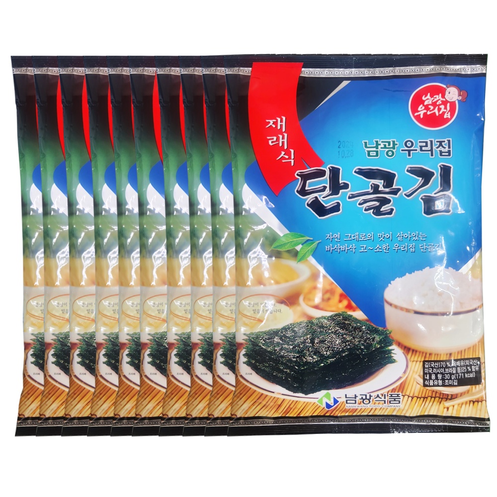 [남광식품]재래식 우리집 단골김 전장 30g x 10봉 : 남광푸드