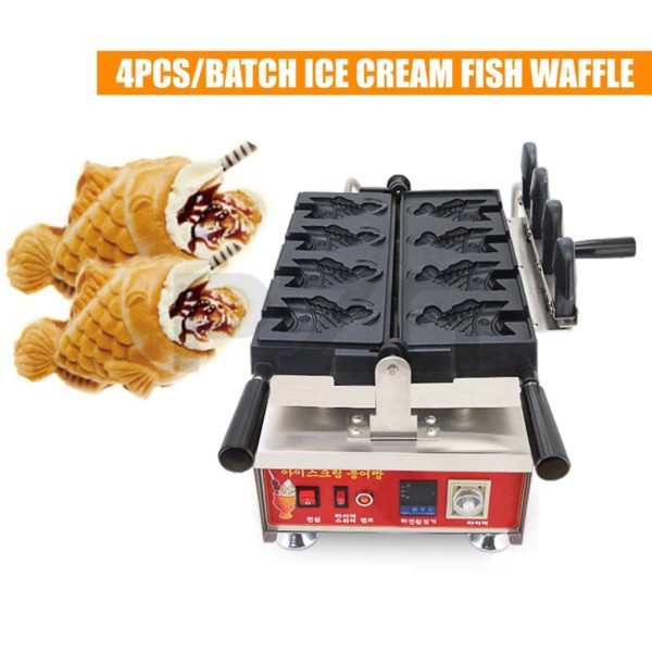 디지털 4 Pcs 전기 오픈 입 아이스크림 Taiyaki 물고기 모양 와플 콘 도미 : 파워텍무역