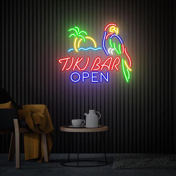 티키 바 오픈 네온 사인, 맞춤형 팜 트리 LED 맥주 홈 벽 장식, 클럽 펍 야간 조명 램프, 선물 : 구대1등 장사장6