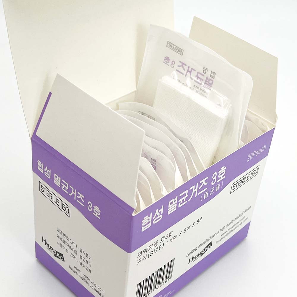 [협성] 멸균거즈 드레싱거즈 1회용 개별포장 위생적 사용 2x2인치 (5x5cm) 100매 : 닥터스넵