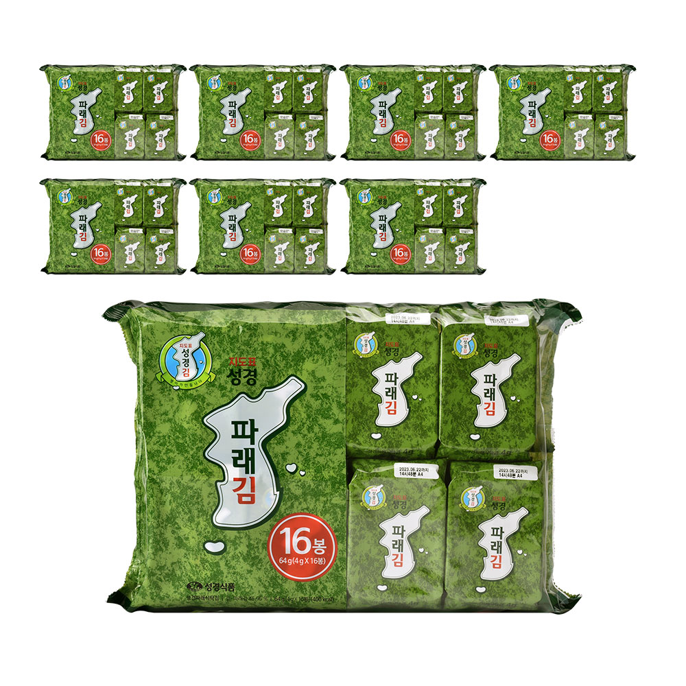 [성경김본사] 파래 도시락김 4g 16개입, 8개 : 주식회사 성경식품