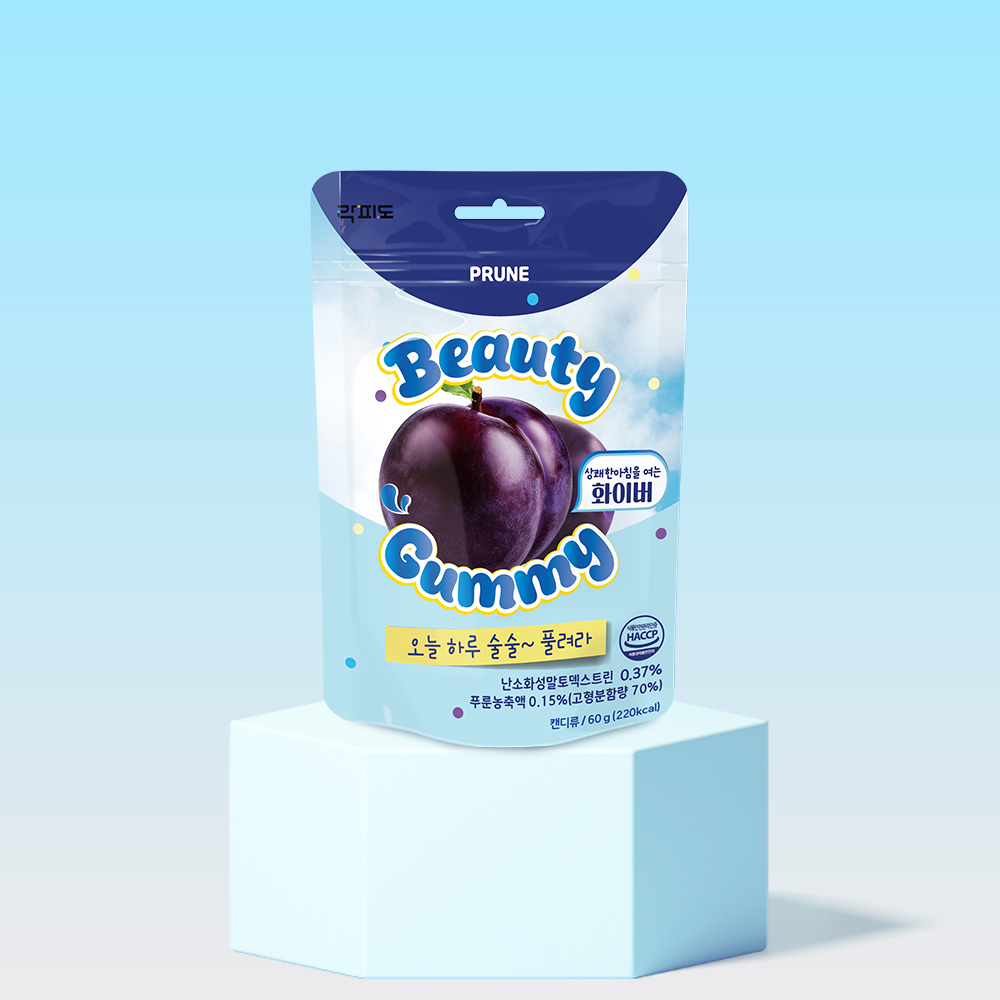 락피도 상쾌한 아침을 여는 화이버 뷰티구미 푸룬,베리맛, 65g, 1개 : 락피도