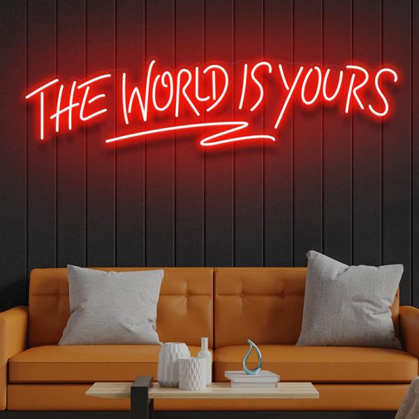 The World Is Yours 네온 사인 맞춤형 LED 게임 룸 침실 장식, 야간 조명 램프, 키즈 방 : 구대1등 장사장6