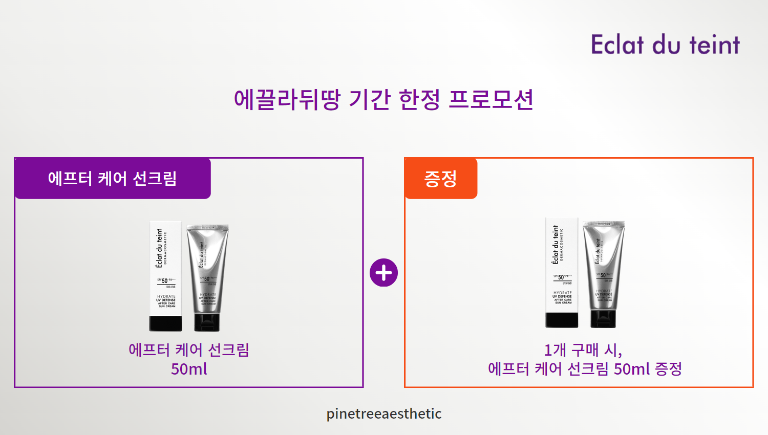 [1+1] 에끌라뒤땅 에프터 케어 선크림 50ml 예민 민감성 진정 재생 선에센스 : 파인트리 에스테틱