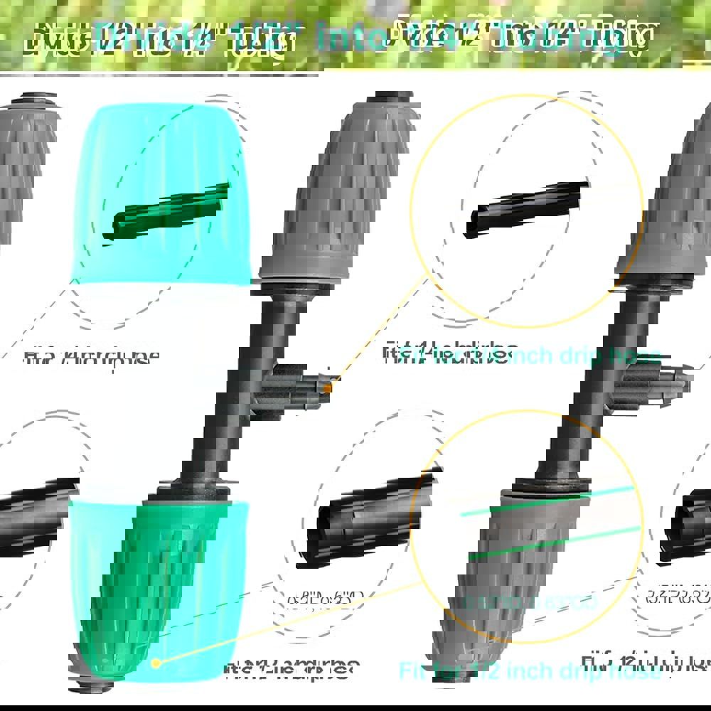 제이이 드립 관개 피팅, 1/2~1/4인치 15개 3방향 비닐 잠금 티, 철조망 라인 그린 티 시스템용 가든 튜브용 부품 스프링클러 커넥터, 잔디 : 무어몰