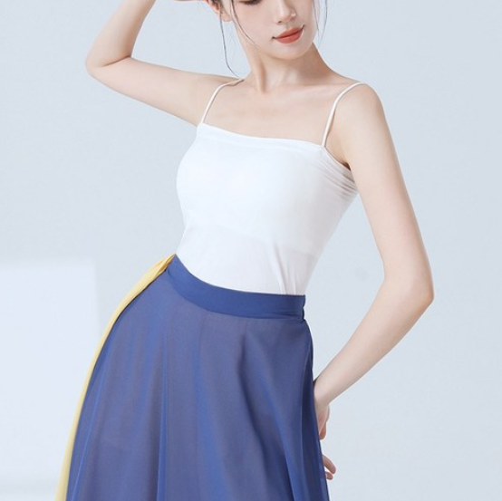 마켓피아 여성용 댄스 무용 무대 연습 패드포함 발레 민소매 나시 탑, 화이트, FREE : 올쉴드