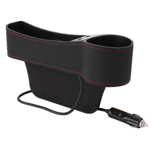 범용 카시트 갭 정리함 가볍고 휴대 가능함 공간 없음 측면 포켓 보관함 정리함 케이스 듀얼 USB 충전기 : 복숭아이