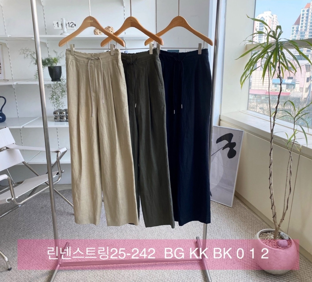 리리끄 린넨 와이드 밴딩 일자바지 핀턱슬랙스 44 55 66 : 혀니21