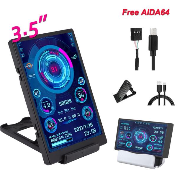 3.5 인치 IPS C 타입 보조 화면 3.5 인치 320x480 컴퓨터 미니 PC 온도 CPU GPU RAM HDD 모니터 무료 AIDA64 : 삼십플렉스