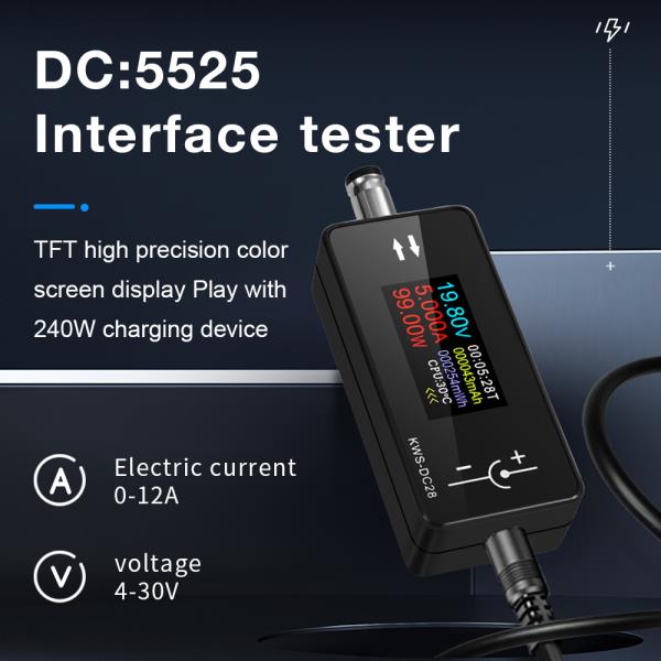 DC 5525 인터페이스 테스터 KWS-DC28 전압 전류 측정기 컬러 스크린 전류계 전압계 배터리 용량 감지기 DC 4-30V 0-12A : 글로벌 유통... 