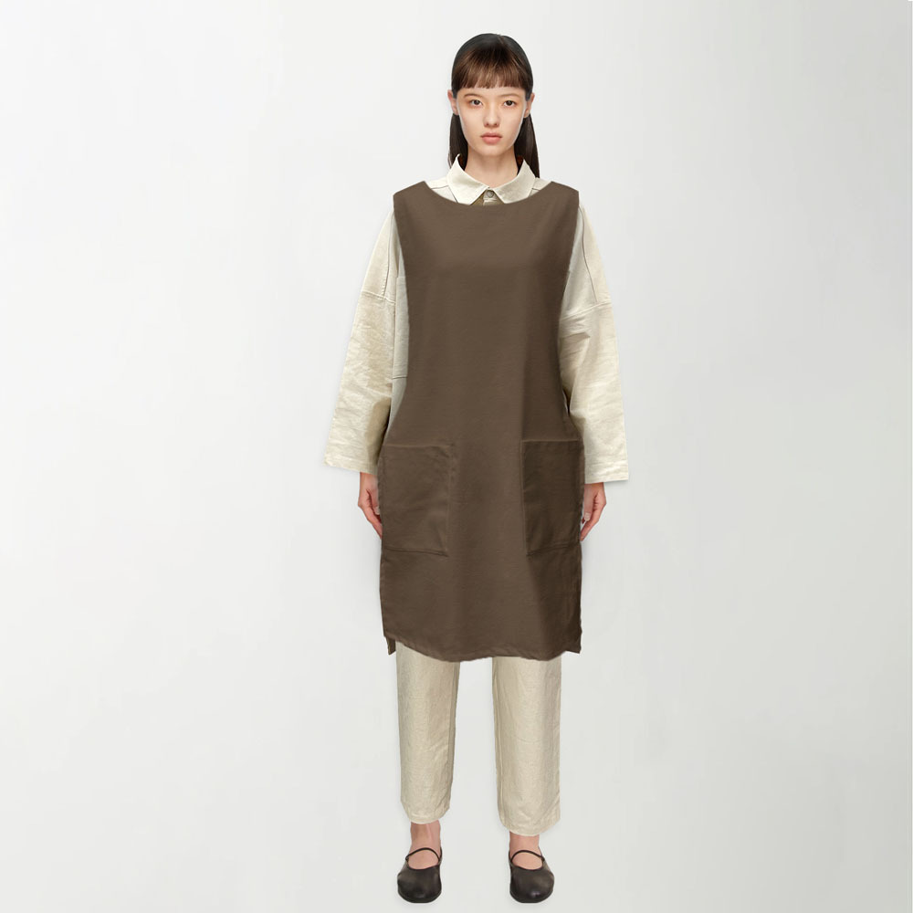 클래식 타바드 루즈핏 주방 린넨앞치마 Brown : 모노기와