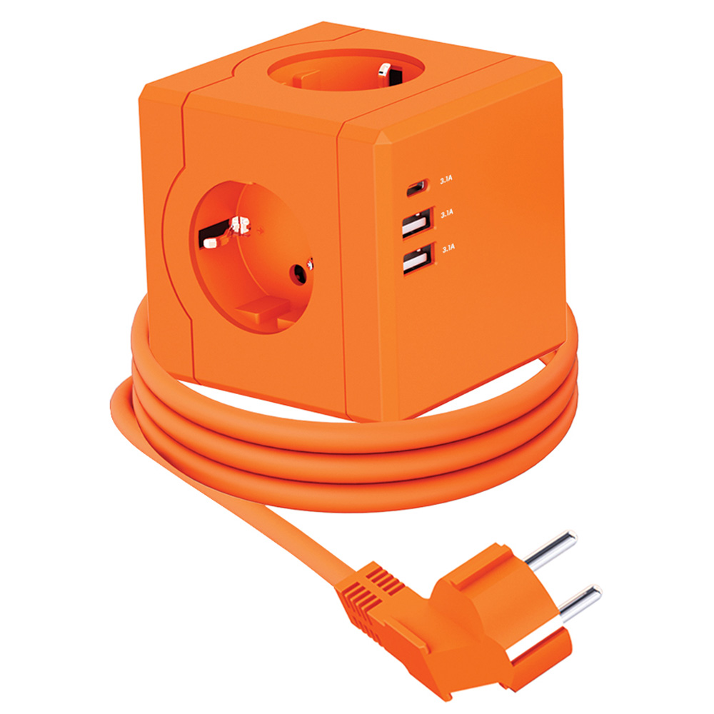티메코 SF02 SF코팅 큐브 디자인 멀티탭 고용량 USB C타입 케이블형 1.8m : 케이하이몰