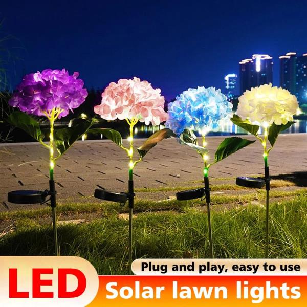 2PCS LED 태양 시뮬레이션 수국 꽃 램프 지상 조명 야외 정원 장식 빌라 마당 잔디 : 수미린