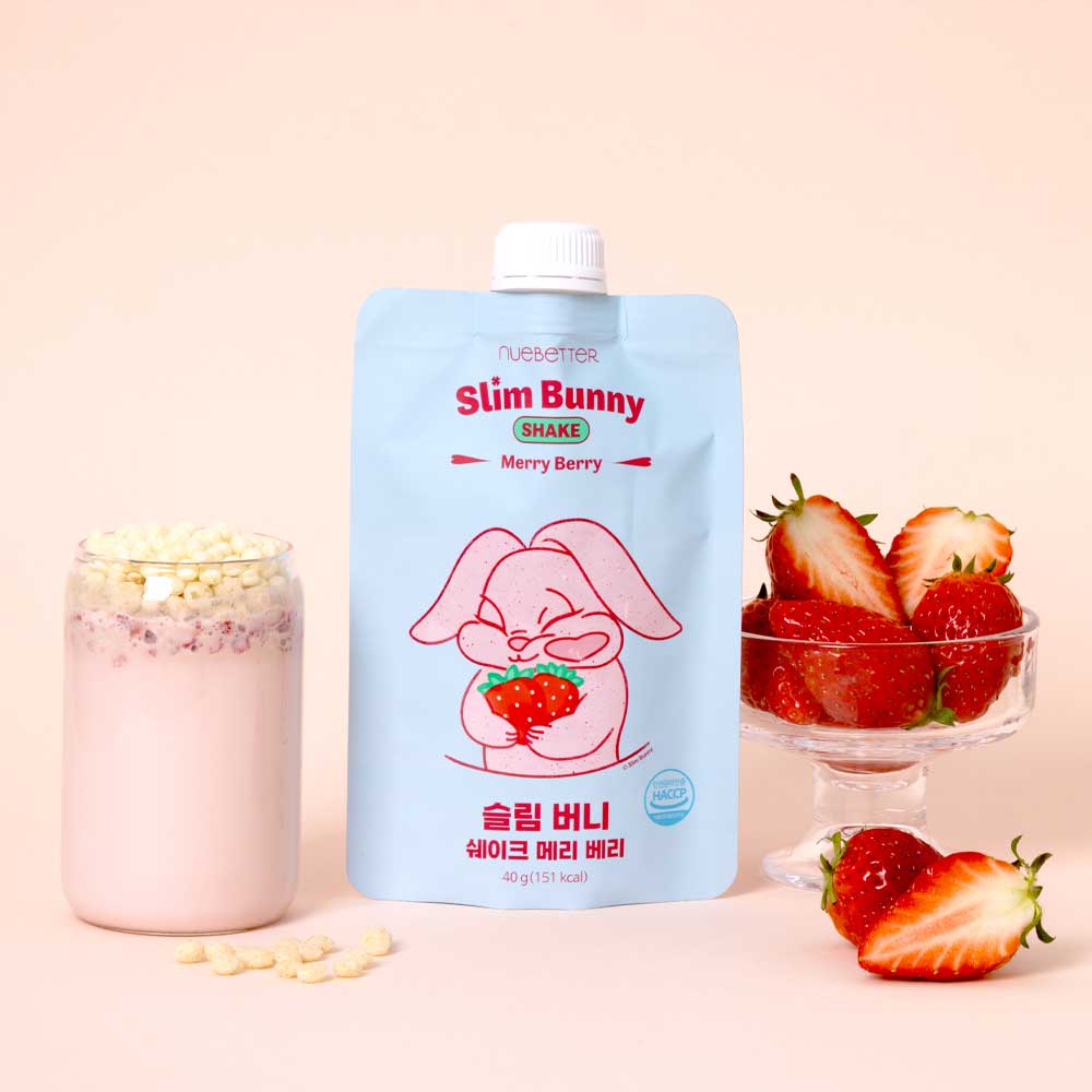 뉴베러 슬림 버니 쉐이크 단백질  BCAA 체중조절 영양밸런스 메리베리 1박스(5개입), 200g, 1개 : 뉴베러