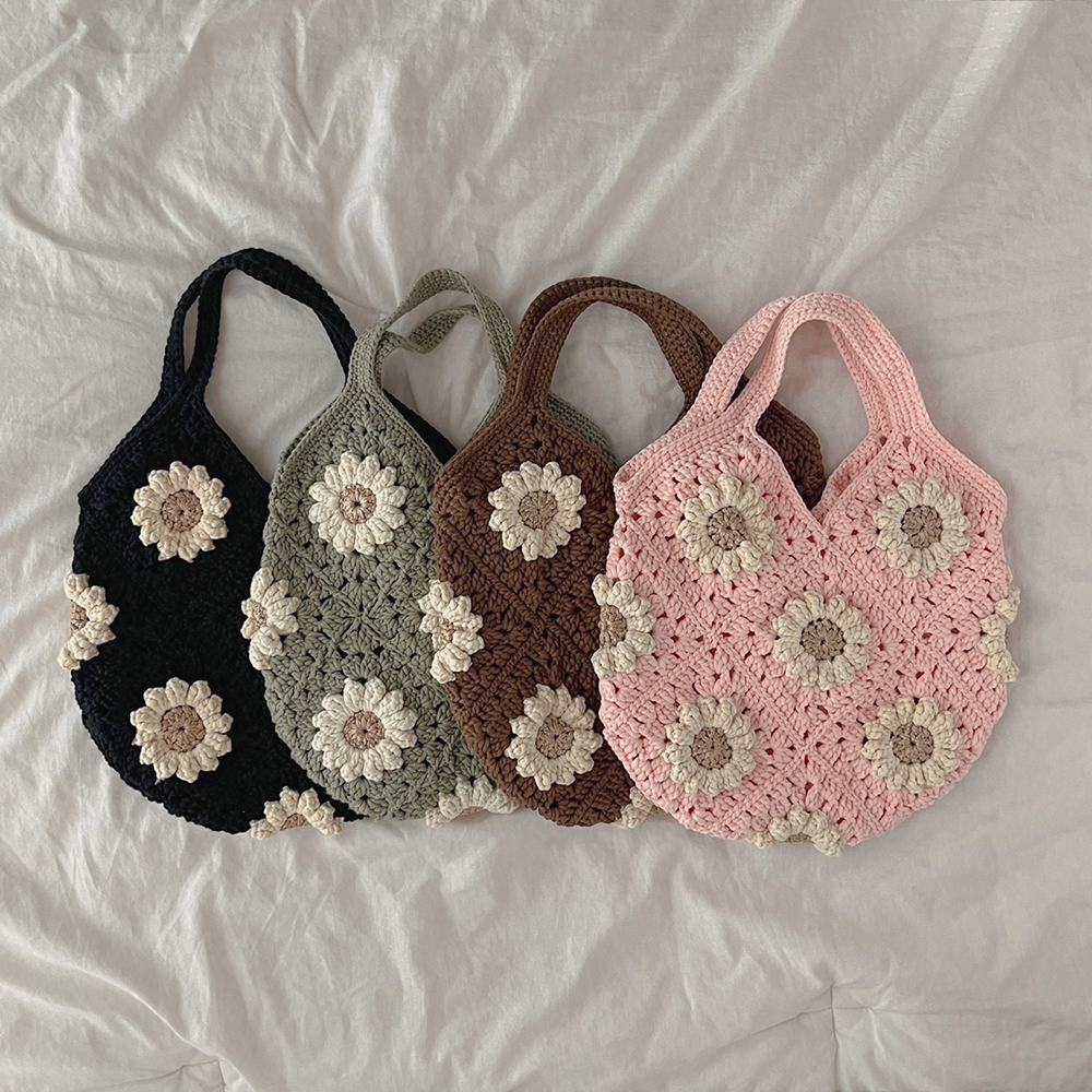 코바늘 데이지 모티브백 DIY 손뜨개 가방뜨기 만들기 패키지 영상포함 : 하우스 오브 지원