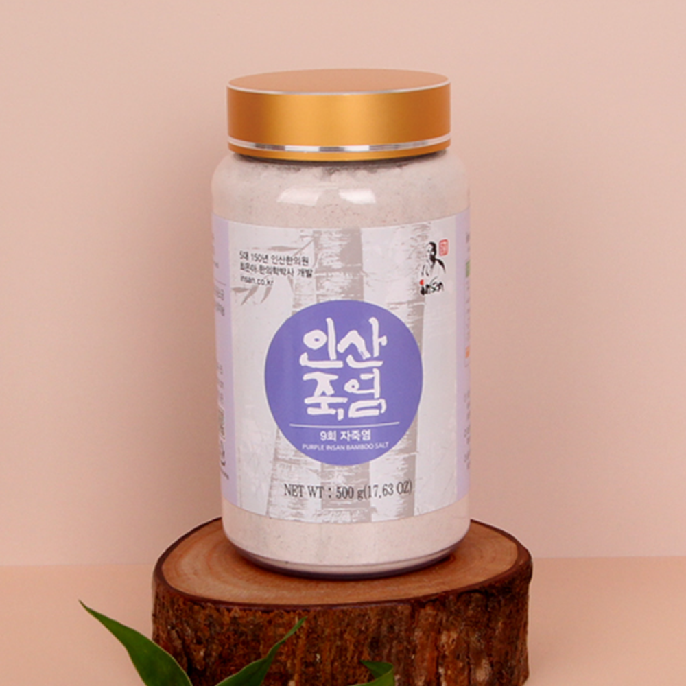인산죽염 9번 9회 구운 간수뺀 식용 소금 자색 자죽염 죽염 500g : 블루밤