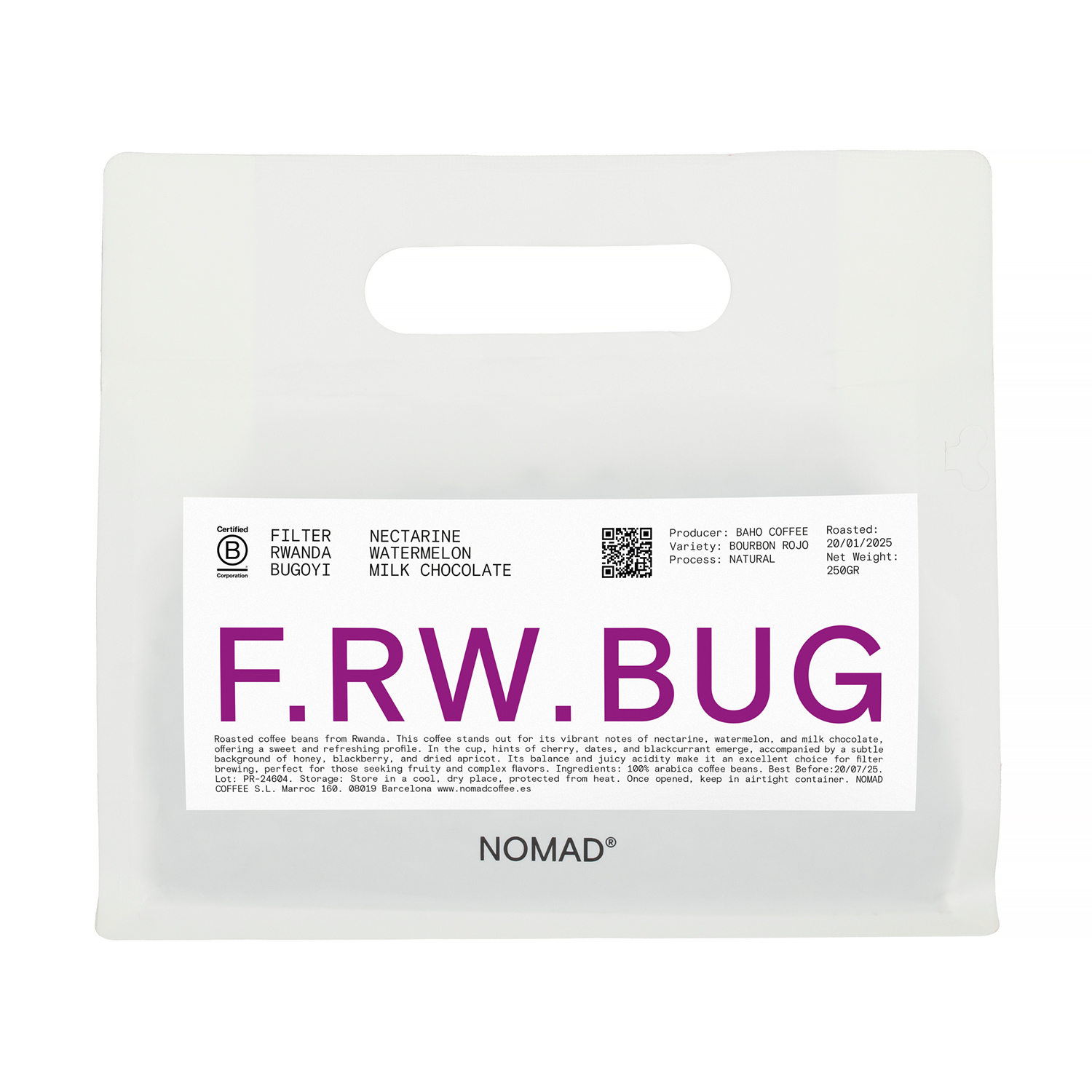 NOMAD COFFEE 노마드 커피 Filter, Rwanda Bugoyi, Natural 250g : 도안 셀렉트 샵