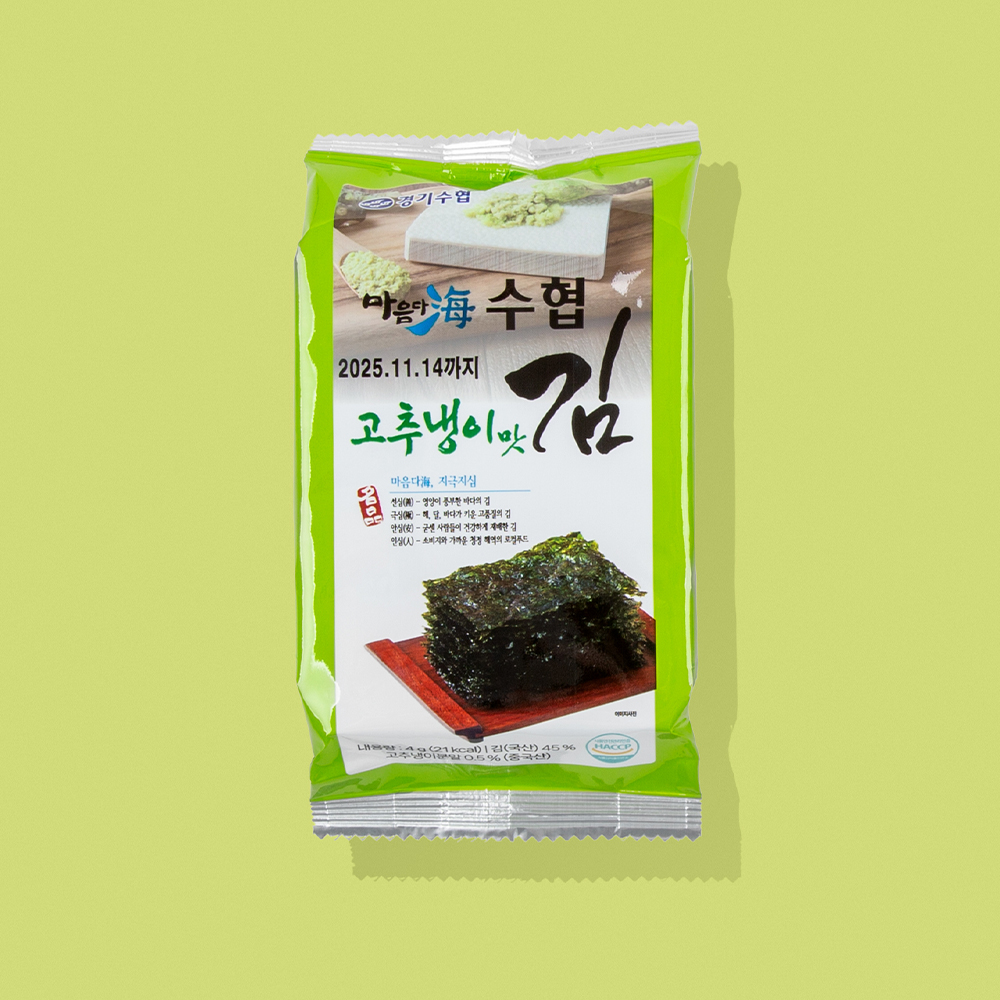 4g x 3봉 불닭맛 와사비맛 시즈닝 김 경기수협 마음다해 김 : 경기수협 김가공센터