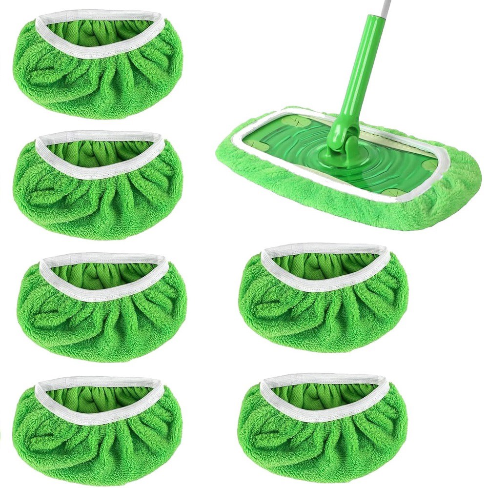 천용 바닥 Sweeper 습식 건식 걸레 6팩 청소용 Swiffer 극세사 가능한 나무 걸레질 패드 재사용 4PCS : Hazelfive