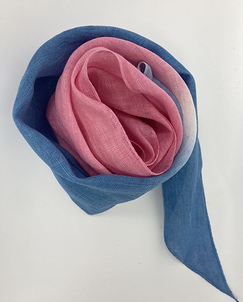 린넨 쪽빛 파랑 홍화 핑크 세로 천연염색스카프 명품스카프 어른선물 : 자연염색공방 완두콩물들다