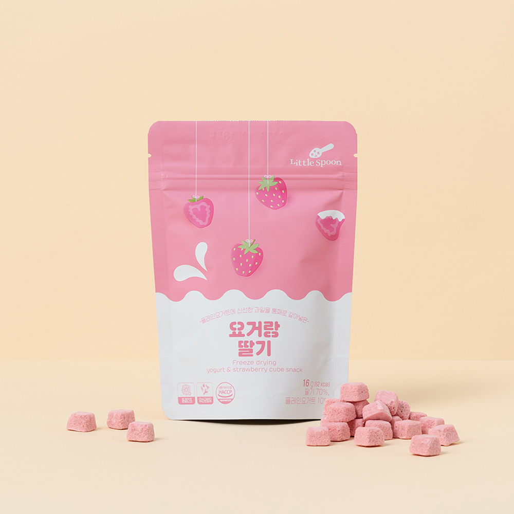 리틀스푼 동결건조 요거트큐브 요거랑 딸기, 16g, 1개 : 리틀스푼