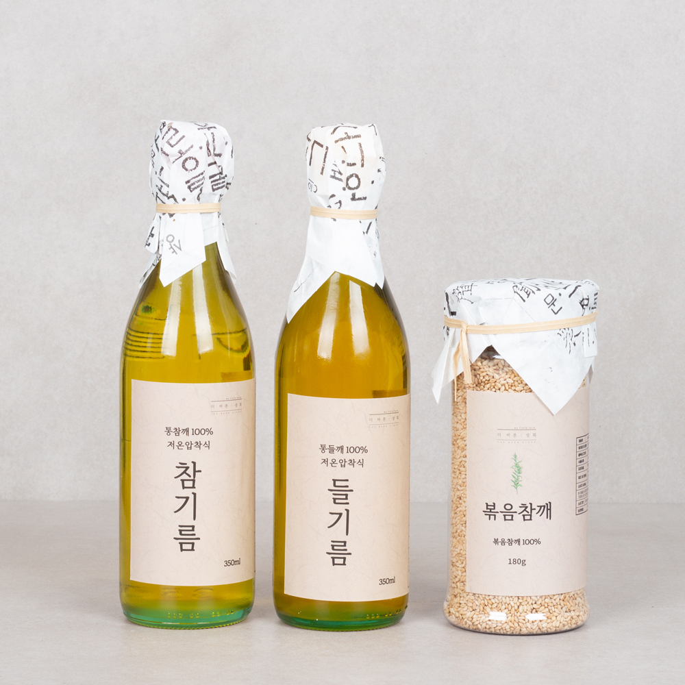 더바른상회 수입산 저온 압착 참기들 들기름 350ml 볶음 참깨 180g : 농업회사법인주식회사더바른