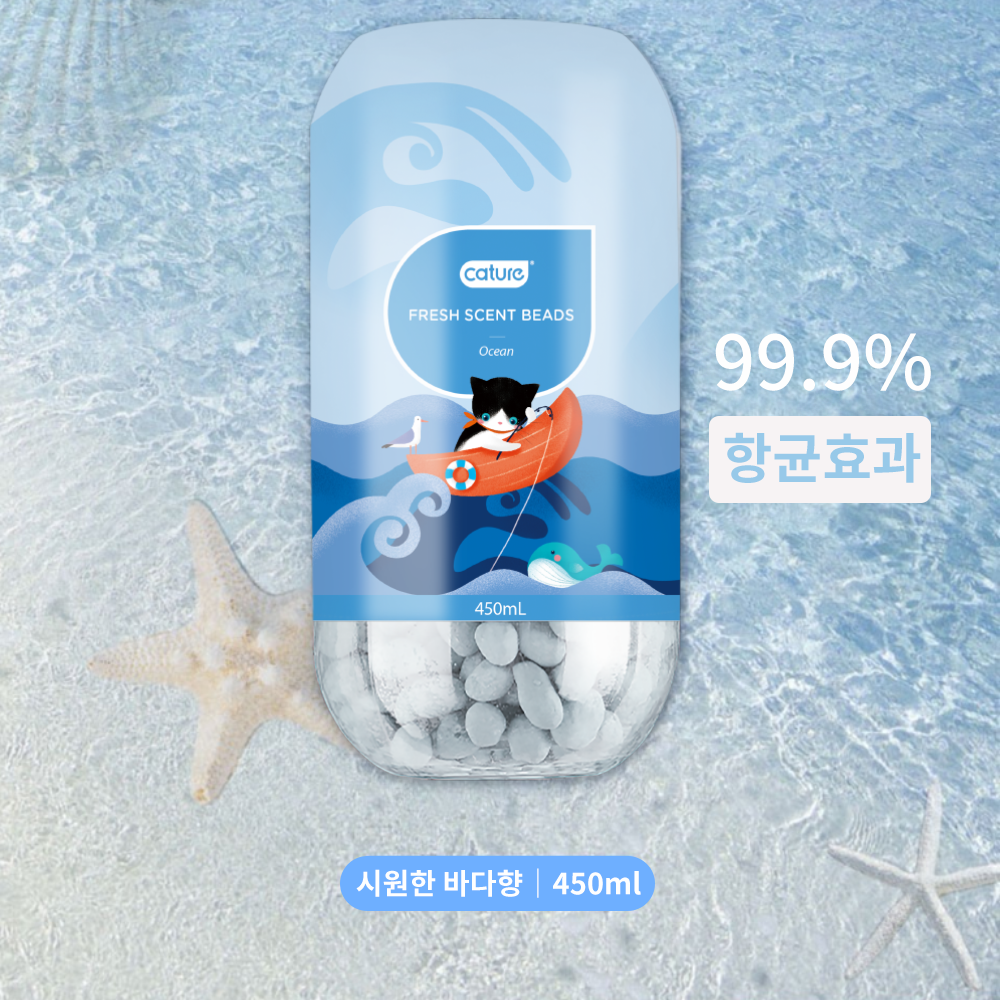 1+1 [캣처] 항균 모래탈취제 시원한 바다향 450ml 유통기한250522 : 프로-뉴트리션