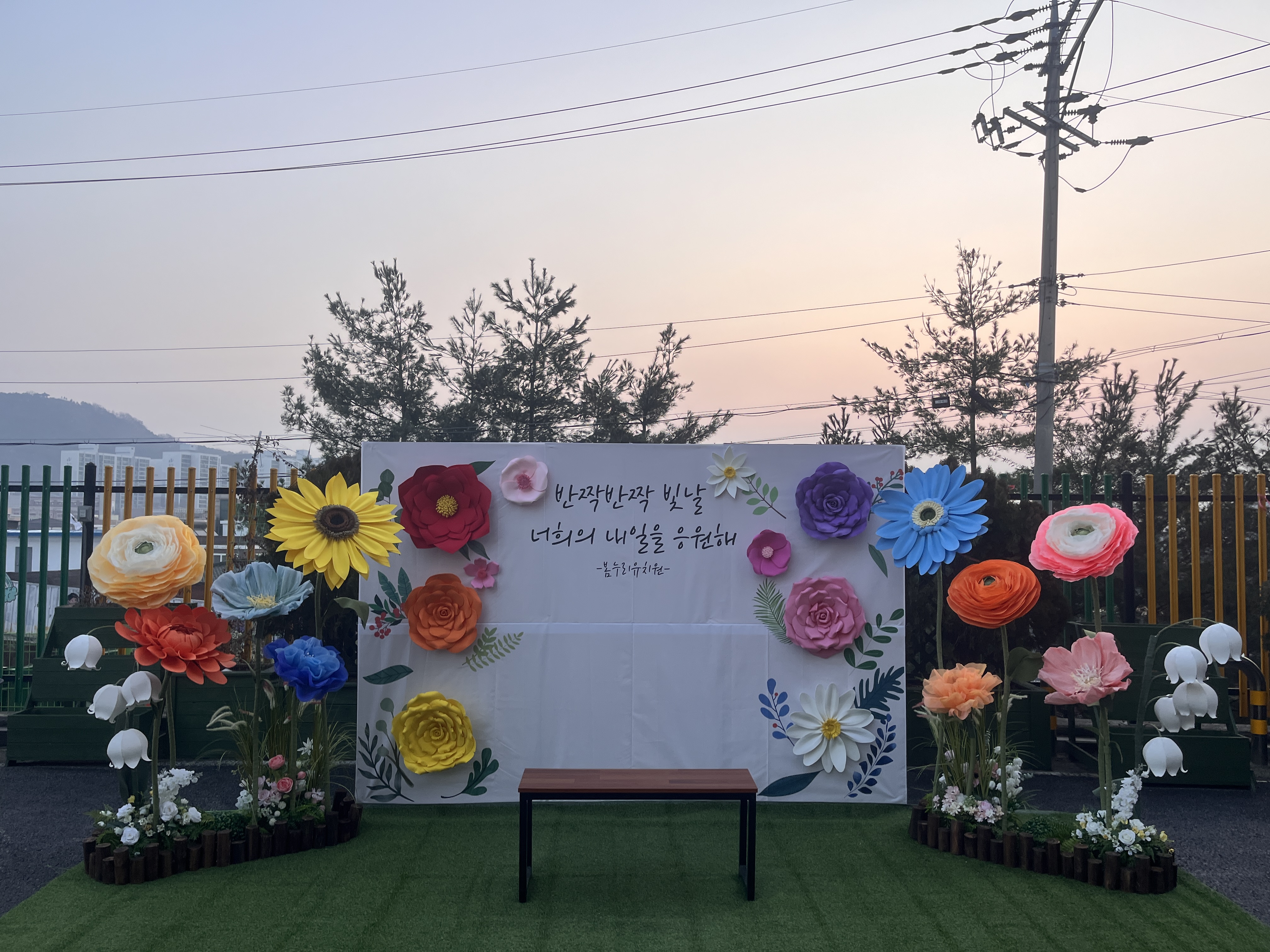 자이언트플라워 포토존 행사 졸업식 입학식 축제 유치원 학교 교회 전국출장 설치 포토존대여 : 북라플