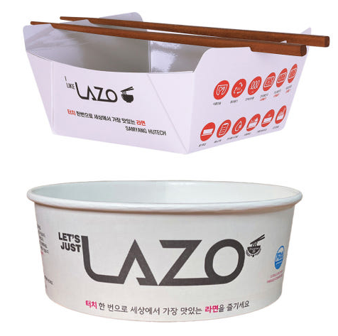 라조 원형 화이트 라면용기 한강 종이용기 300개 라면조리기 인덕션 일회용그릇 : 삼양휴텍