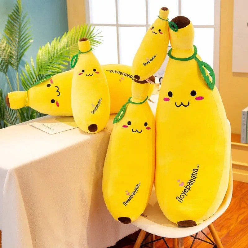 귀여운 긴 스트립 바나나 박제 바디 베개 만화 표현 플러시 쿠션 소파 침실 던지기 홈 인테리어 banana 30cm : 몽글가게