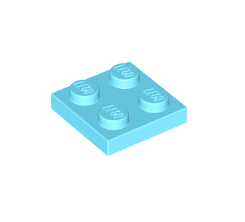 [레고부품] 플레이 Medium Azure Plate 2 x 2 (Item No: 3022/ 4625032) : 원더 브릭
