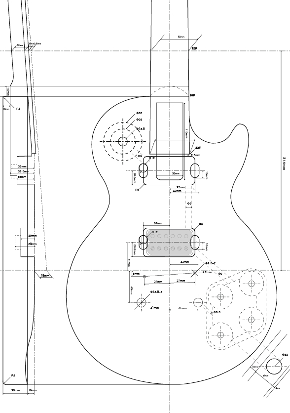 일렉기타 커스텀 설계 디자인 프리미엄 도면 세트 사운드라보 : KSH Sound Labo