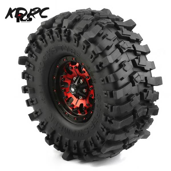 4pcs 118mm 금속 1.9 비드 록 휠 림 타이어 세트 1/10 RC 크롤러 자동차 축 SCX10 Wraith Capra Traxxas TRX4 Redcat : 제케산업