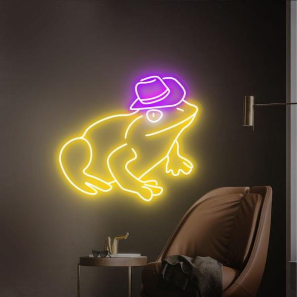 FROG 카우보이 모자 LED 네온 사인, 라이트 아이 방 침실, 게임 룸 : 더블미린