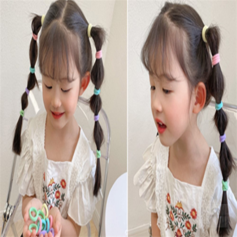 HappyJanuary 컬러 머리 고무줄 50개입 심플액세서리 여자어린이머리고무줄 : HappyJanuary