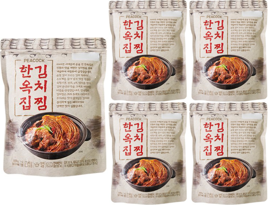 피코크 한옥집 김치찜 500g, 5개 : 잔디유통