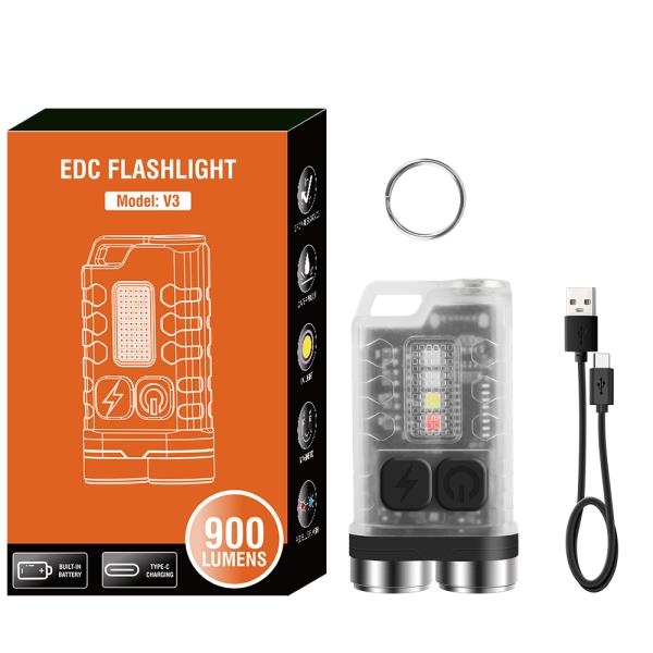 BORUiT V3 LED 키체인 휴대용 손전등 등 C 타입 충전식 미니 토치 자석 UV 캠핑 포켓 랜턴 : 월드레이블