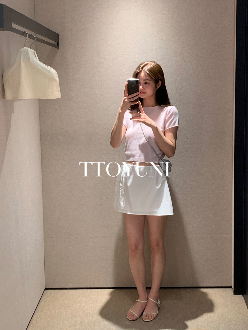 (전컬러당일) 베지터블 vegetable 리에 니트 라운드넥 크롭 반팔 베이직 떠유니 : ttoyuni